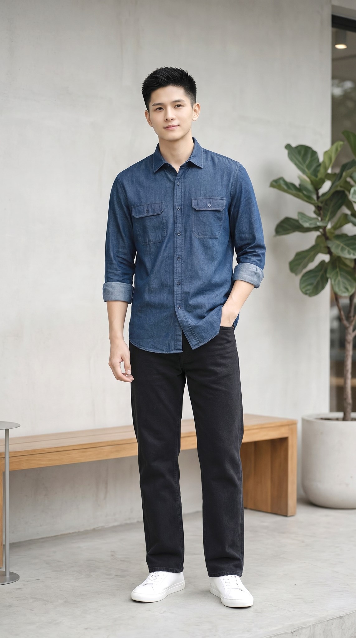 Ảnh của Áo sơ mi denim dài tay - 228SM22113